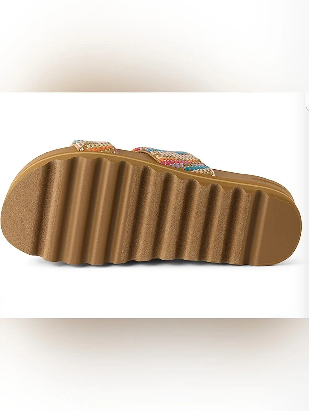 NEW! REEF Woven Multi-Color Double Strap Platform Slide Sandal sz 7 NWT